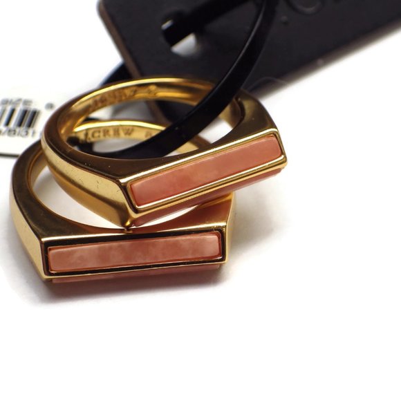 New J. Crew Semiprecious Stone Triangle-Prism Rings Set SZ 8 - Picture 11 of 11